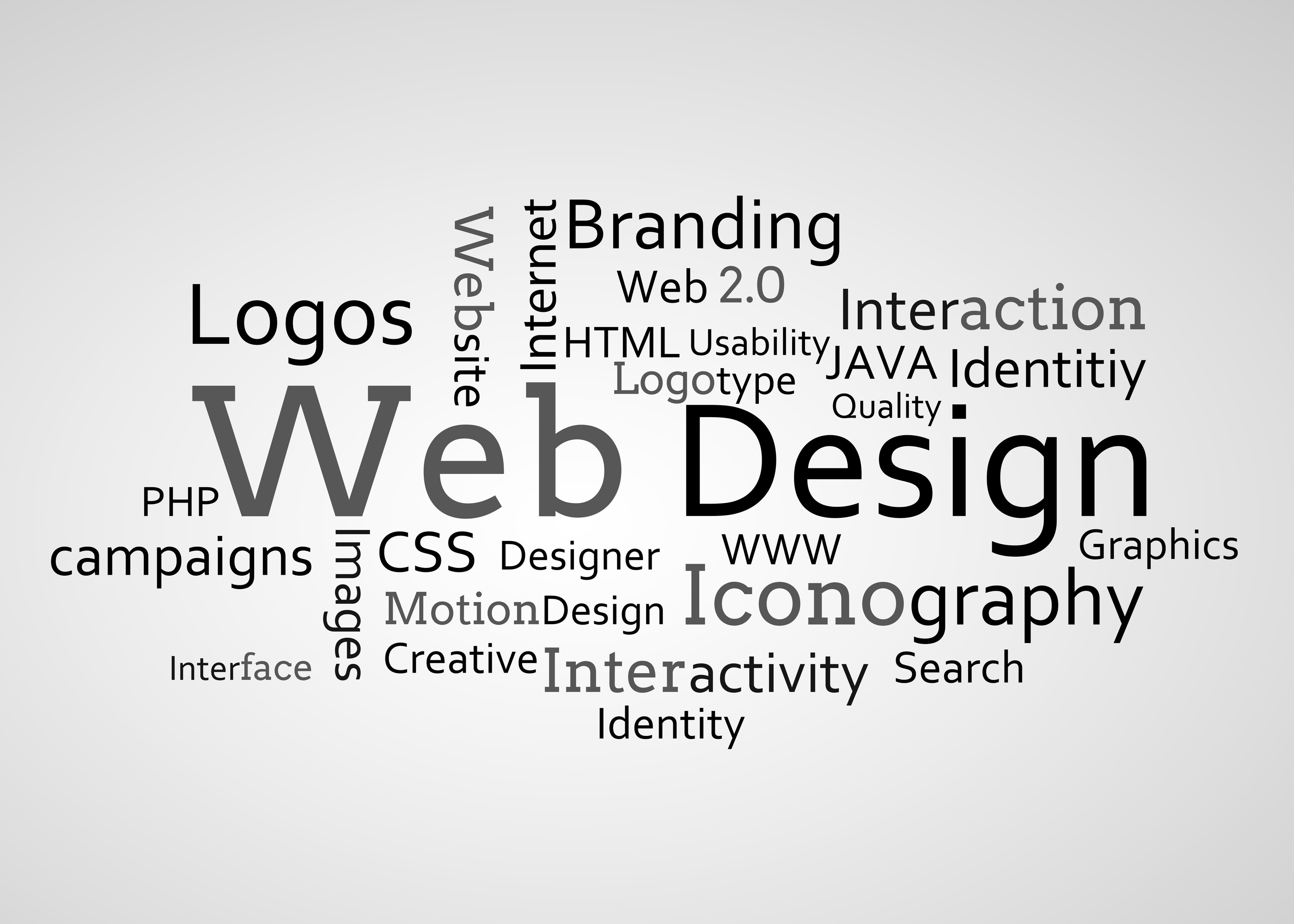 Group of web design terms